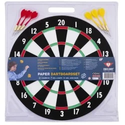 Jeu de fléchettes papier double face Longfield 43cm + 6 fléchettes laiton 18g