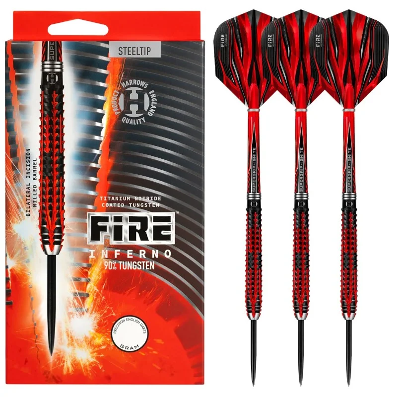 Fléchettes pointe acier 90% Tungstène 21g Harrows Fire Inferno