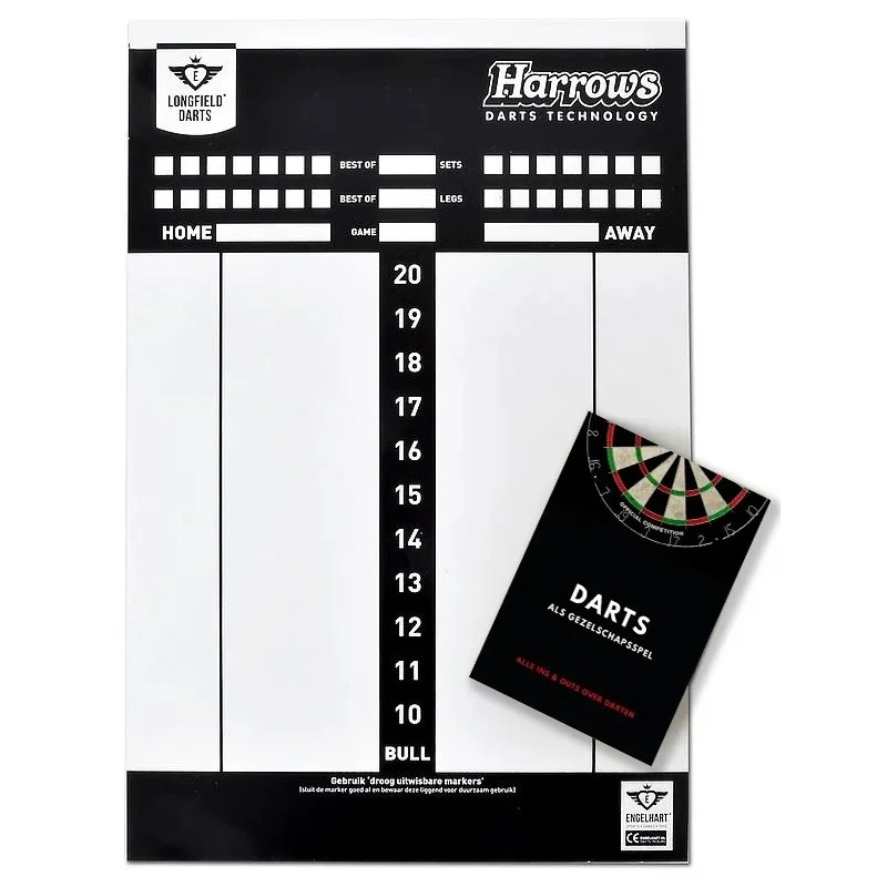 Tableau de score Longfield Darts 45 x 30 cm avec règles du jeu